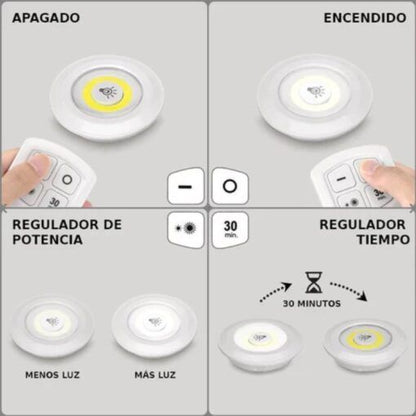 Kit de 3 luces Led Y control remoto multiusos